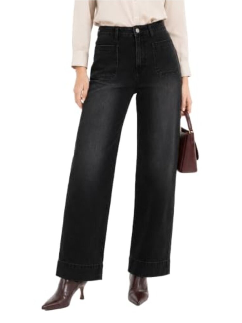Tall Women's Straight Leg Jeans 32" 34" Inseam Front Patch Pockets